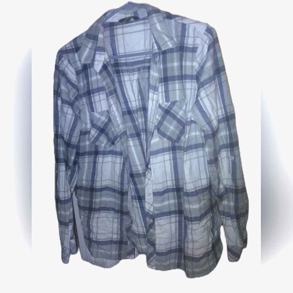 Charlie B Button Up Soft Cotton Multicolor Plaid Jacket/Flannel. Sz. Womens XL.